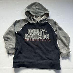 Harley Davidson Long Sleeve Sweatshirt Pullover Pocket Hoodie Black Grey Kids 5